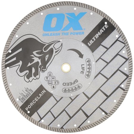 OX TOOLS 12-Inch Porcelain Tile Diamond Blade - Bore: 1" - 20mm OX-UPT-12